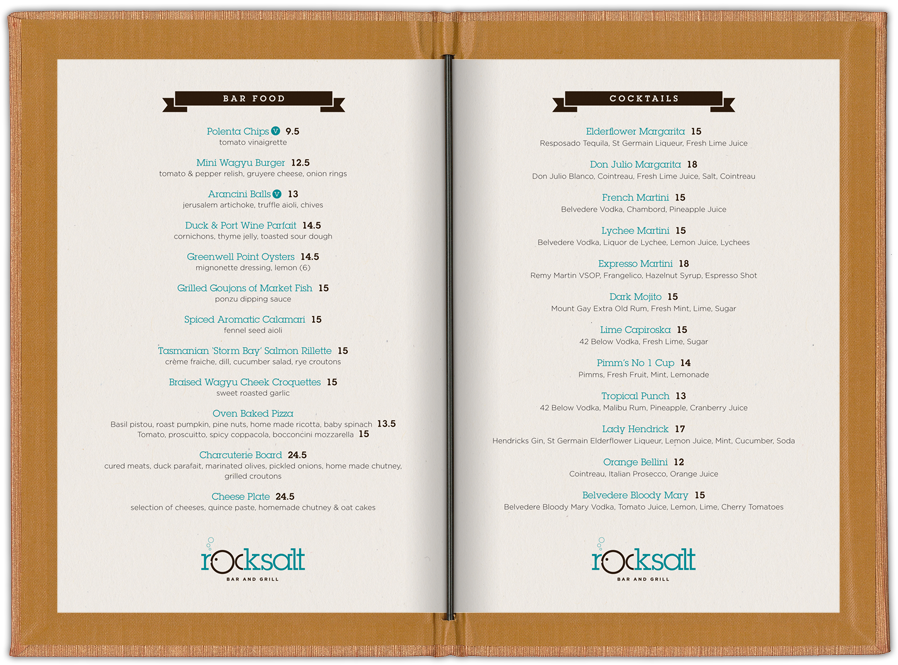 The Rocksalt bar food menu