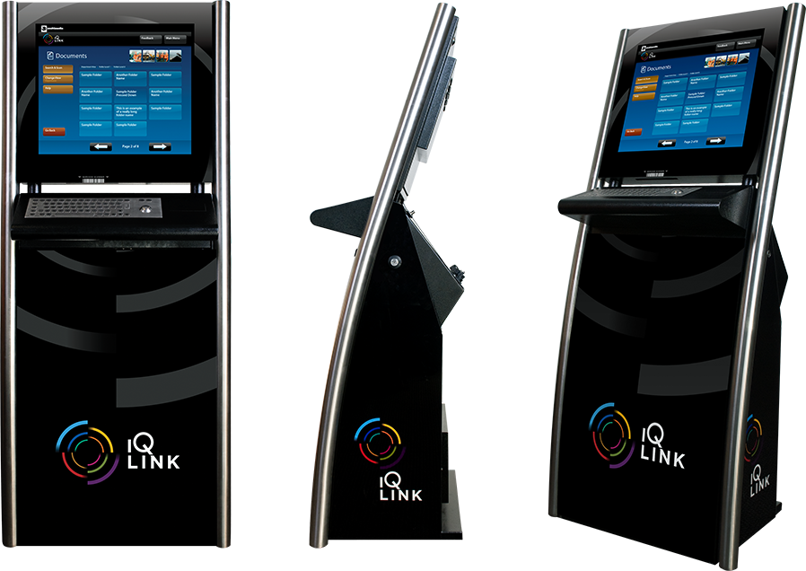 The IQ LINK touch-screen kiosk, built by our sister company IQ KIOSK