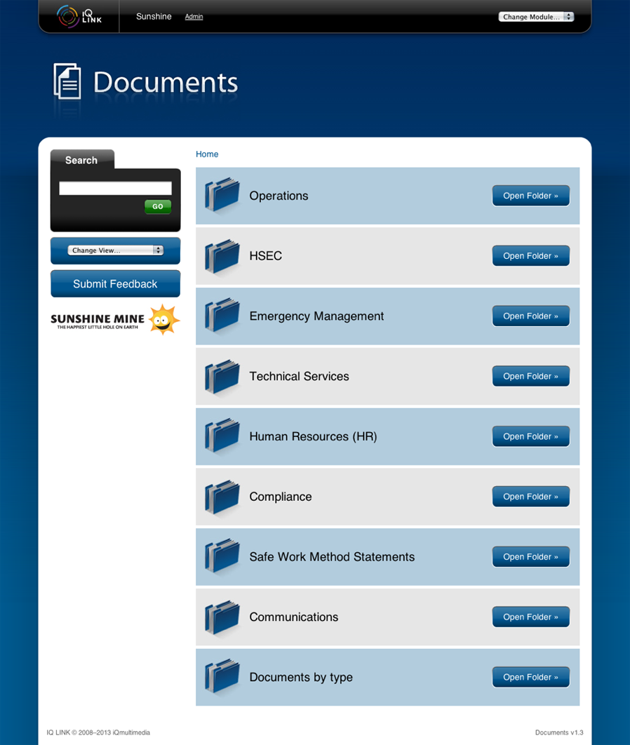 document list intranet interface