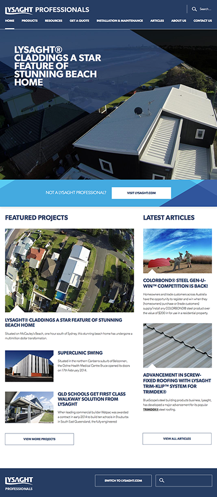 Lysaght Professionals homepage